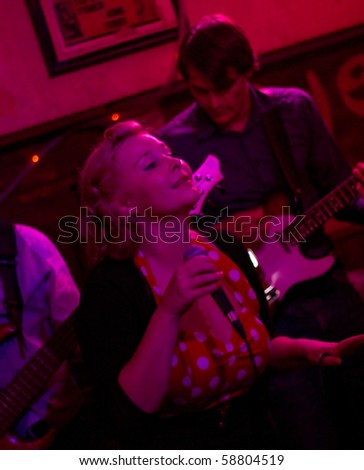 LONDON-AUGUST 4: Beth & the Black Cat Bones live on stage in Ain\'t Nothin\' but The Blues Bar on August 4, 2010 in London.