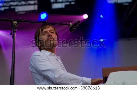 HELSINKI, FINLAND - AUGUST 13: French electronic music band Air live on stage at Flow 2010 Festival on August 13, 2010 in Helsinki, Finland