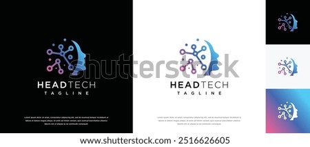 human head smart technology logo design template.
human head logo icon, mind, and technology