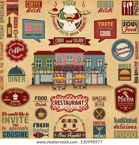 Collection of Restaurant  Design Elements.Vector Illustration