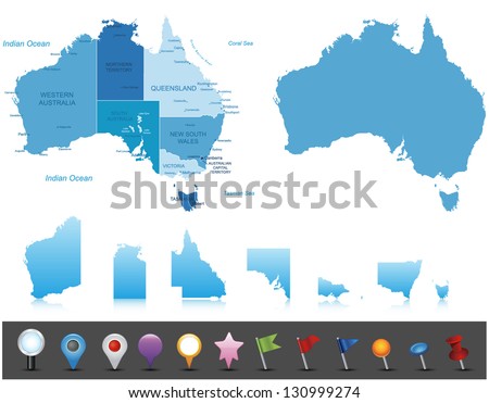  Australia - highly detailed map.All elements are separated in editable layers clearly labeled. Vector