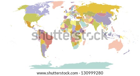 High Detail World map.All elements are separated in editable layers clearly labeled. Vector