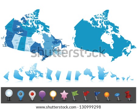 Canada - highly detailed map.All elements are separated in editable layers clearly labeled. Vector