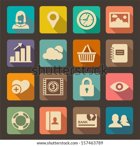 Flat icons set for Web and Mobile Applications