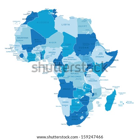 Africa-highly detailed map.All elements are separated in editable layers clearly labeled. Vector 