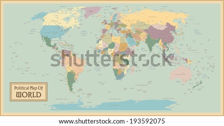 High Detail World map.All elements are separated in editable layers clearly labeled. Vector 