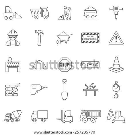 Construction line icons set.Vector