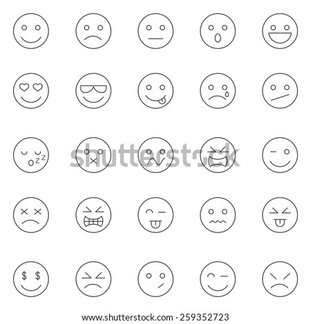 Emotions Lines Icons Set.Vector - 259352723 : Shutterstock