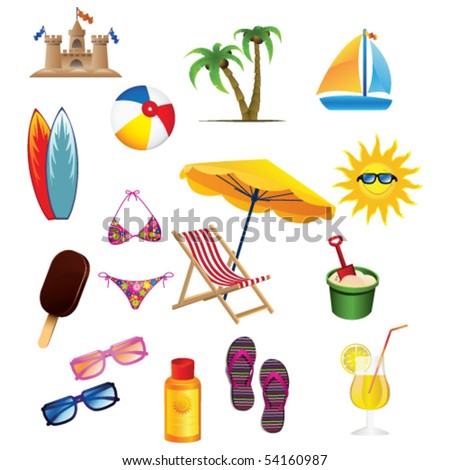 beach icon set