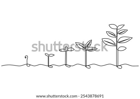 Growth plant processing tree Continuous one line drawing of outline vector icon