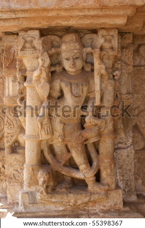 Relief of an Indian temple dancer at the Victory Tower of Chittorgarh