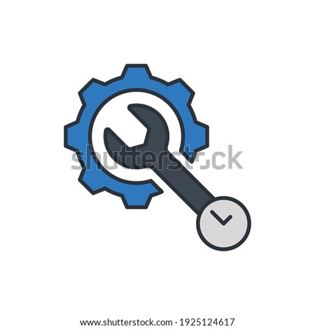 Periodic maintenance icon, color, line, outline vector sign, linear style pictogram isolated on white. Symbol, logo illustration