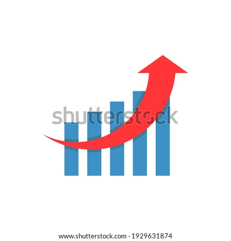 growing graph icon, color, line, outline vector sign, linear style pictogram isolated on white. Symbol, logo illustration