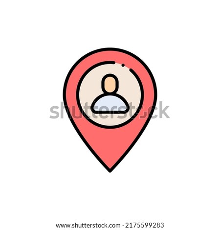 Meeting point filled color icon. User map marker linear style sign for mobile concept and web design. Man location pin filled color vector icon. Venue symbol, logo illustration. Vector graphics