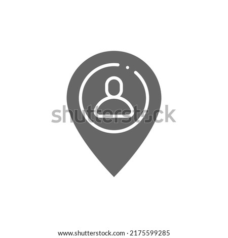 Meeting point glyph icon. User map marker linear style sign for mobile concept and web design. Man location pin glyph vector icon. Venue symbol, logo illustration. Vector graphics