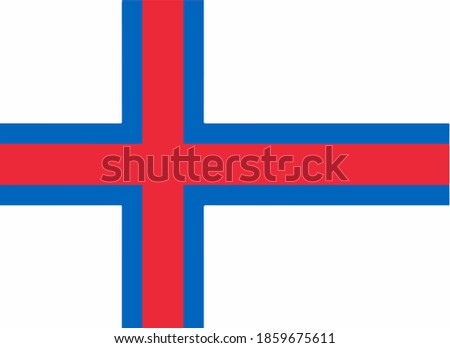 Flag of the Faroe Islands. Red cross with blue border on white background 