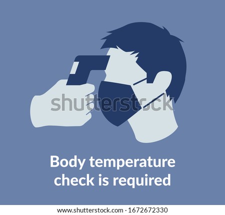 Simple Flat Illustration Showing Body Temperature Check Sign during Covid-19 Outbreak.