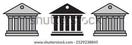 Historical landmark icon. A building with columns, historical significance vector illustration