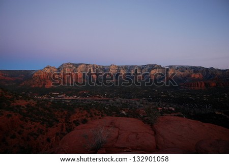 Dusk Brings A Purple Sky Over The Red Rocks of Sedona