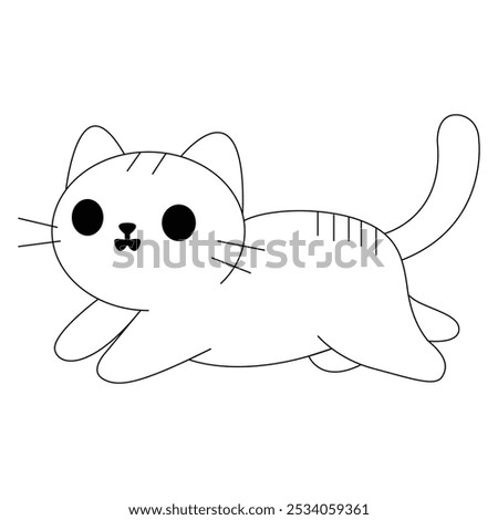 A sleek, minimal cat outline featuring smooth lines and elegant curves. Ideal for in illustrations, logos, coloring pages, or any design project that requires a simple and stylish feline silhouette.