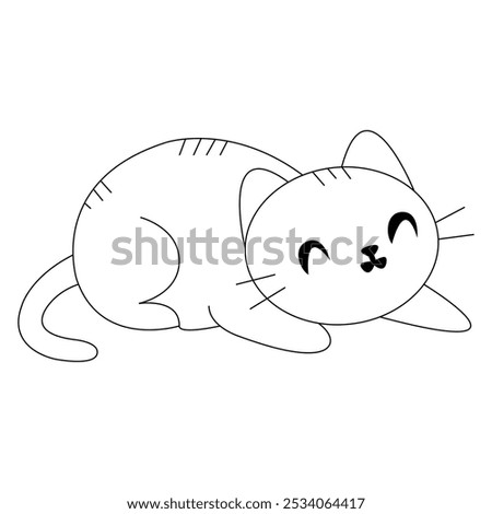 A sleek, minimal cat outline featuring smooth lines and elegant curves. Ideal for in illustrations, logos, coloring pages, or any design project that requires a simple and stylish feline silhouette.