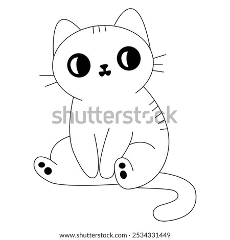 A sleek, minimal cat outline featuring smooth lines and elegant curves. Ideal for in illustrations, logos, coloring pages, or any design project that requires a simple and stylish feline silhouette.