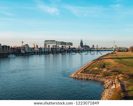 Similar – Image, Stock Photo autumn the poller Meadow in cologne germany at the rhine shore