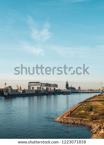 Similar – Image, Stock Photo autumn the poller Meadow in cologne germany at the rhine shore