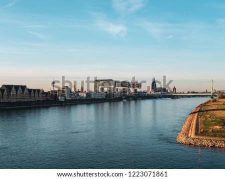 Similar – Image, Stock Photo autumn the poller Meadow in cologne germany at the rhine shore