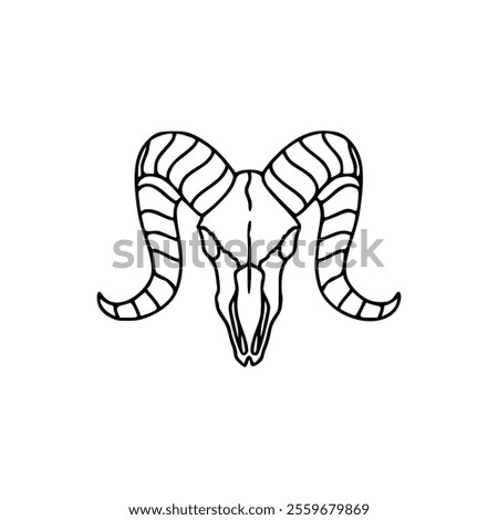 Ram skull outline icon in black and white