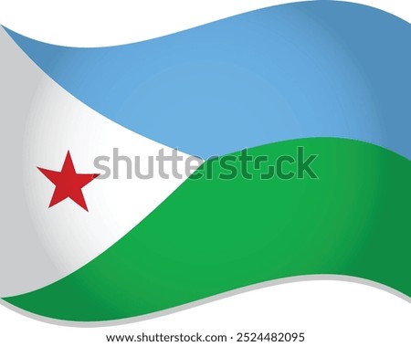 Djibouti Flag Waving 3D Vector