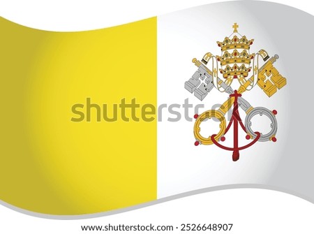 Holy See Flag Waving, Vatican City Flag Waving in Air 3D - Vector