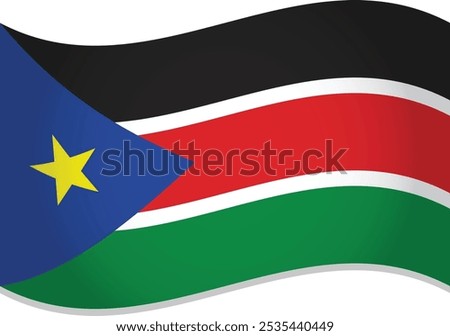 South Sudan Country Flag Waving Vector