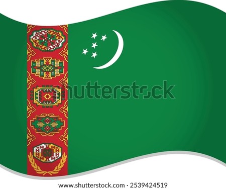 Turkmenistan Country Flag Waving in Air Vector