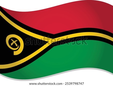 Vanuatu Official Flag Waving in Air Vector