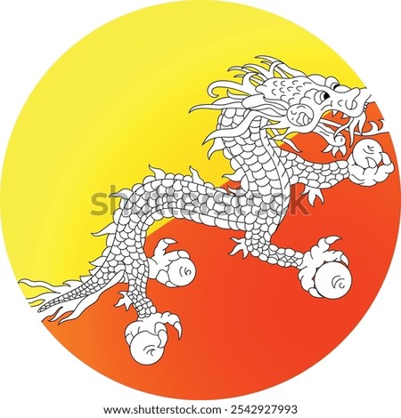 Bhutan National Round Flag Icon Vector