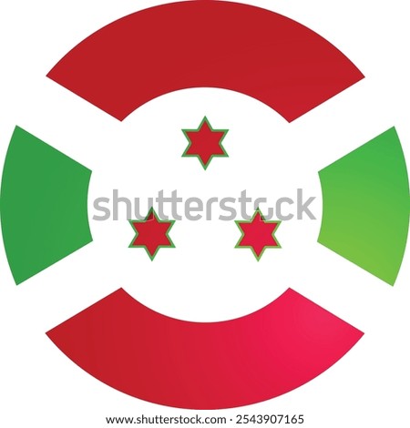 Burundi National Flag Round and 3D Vector