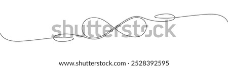 One continuous line drawing of Infinity symbol. Loop mobius icon and endless forever love concept in simple linear style. Editable stroke. Doodle thon vector illustration