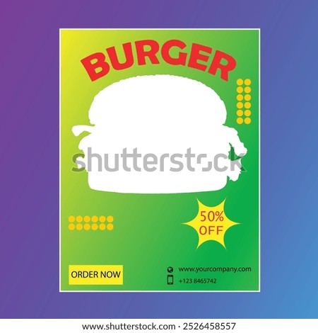 Burger 50% off social media poster design