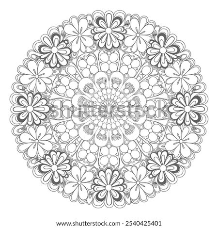 A round shape flower mandala coloring page with line art The mandala 