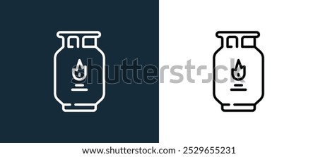 gas cylinder icon isolated on white and black colors. gas cylinder outline linear vector icon from kitchen collection for mobile apps, web and ui.