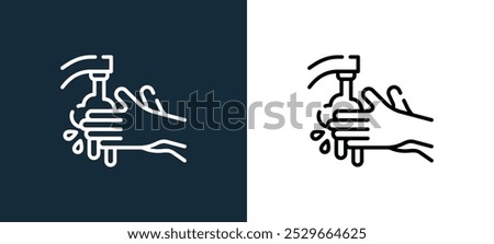 hand washing icon isolated on white and black colors. hand washing outline linear vector icon from global handwashing day collection for mobile apps, web and ui.