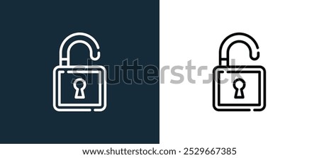 unlock icon isolated on white and black colors. unlock outline linear vector icon from lock and key collection for mobile apps, web and ui.