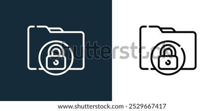 folder icon isolated on white and black colors. folder outline linear vector icon from lock and key collection for mobile apps, web and ui.