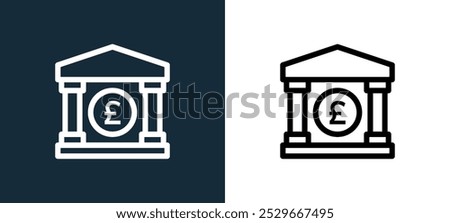 bank icon isolated on white and black colors. bank outline linear vector icon from business and finance collection for mobile apps, web and ui.