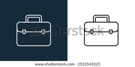 briefcase icon isolated on white and black colors. briefcase outline linear vector icon from office stationery collection for mobile apps, web and ui.