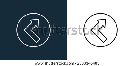 turn right icon isolated on white and black colors. turn right outline linear vector icon from arrow collection for mobile apps, web and ui.