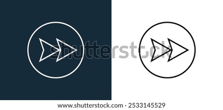 next button icon isolated on white and black colors. next button outline linear vector icon from arrow collection for mobile apps, web and ui.