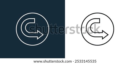 turn right icon isolated on white and black colors. turn right outline linear vector icon from arrow collection for mobile apps, web and ui.