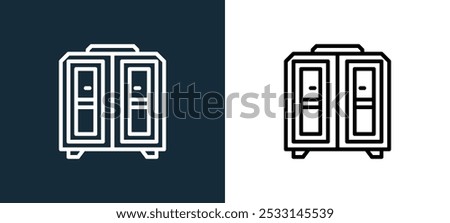 cupboard icon isolated on white and black colors. cupboard outline linear vector icon from property collection for mobile apps, web and ui.